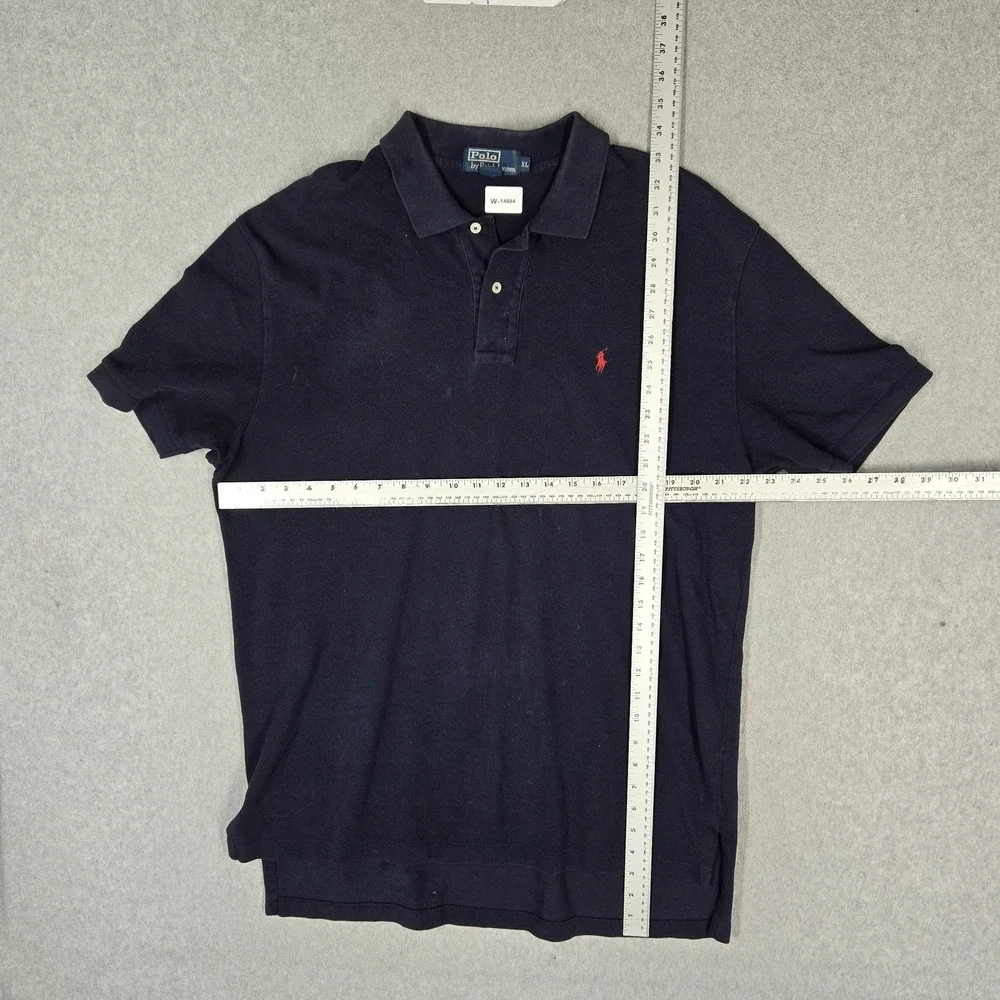 VINTAGE Polo Ralph Lauren Men Polo XL Navy Embroidered Logo Short Sleeve READ